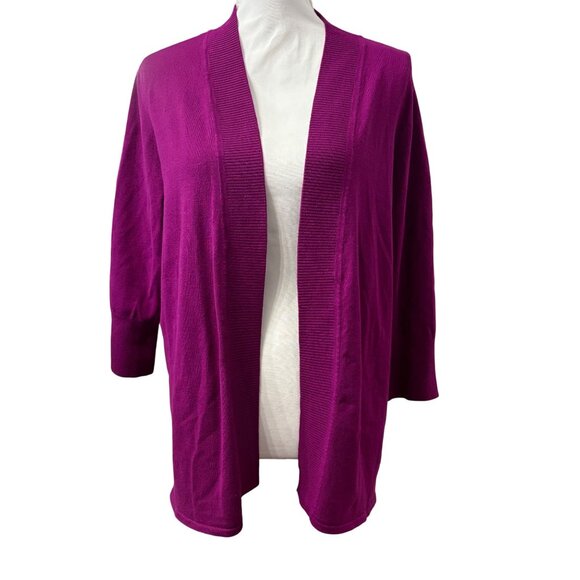 Laura Ashley Sweaters - Laura Ashley Womens Open Front Cardigan Sweater Size L Purple Lightweight